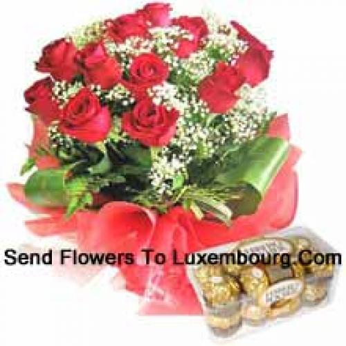 11 Red Roses with Yummy 16 Pcs Ferrero Rochers