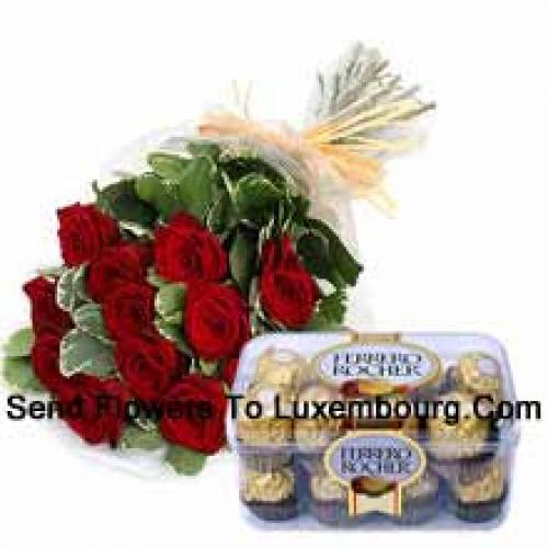 16 Pz Ferrero Rocher con 11 splendide rose rosse