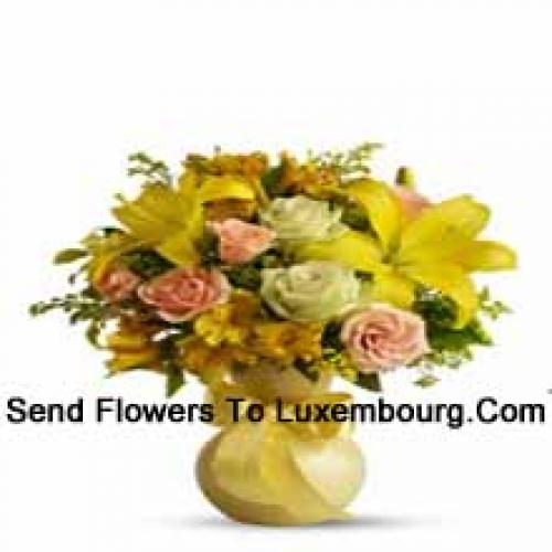 Cute Roses and Gerberas with Lilies