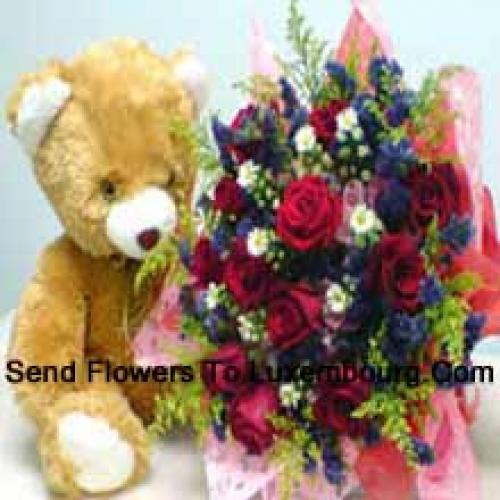 11 Red Roses with Sweet Teddy