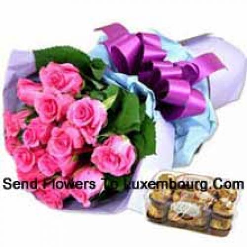 11 Rosas Rosa com 16 deliciosos Ferrero Rochers