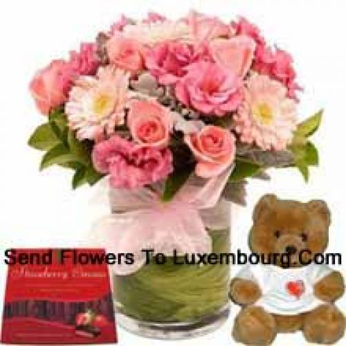 Assortment of Cute Flowers with Teddy and Chocolate