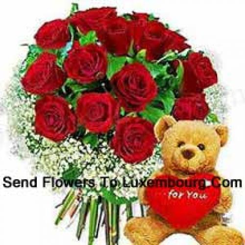 11 Rosas com Urso Carinhoso