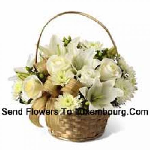 Basket of Assorted White Flowers